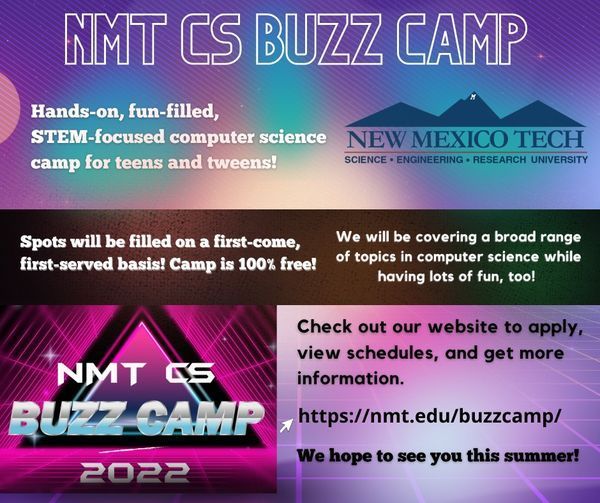 flyer for New Mexico Tech's Buzz Camp